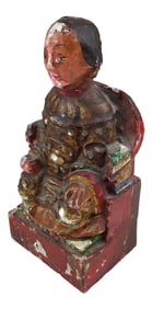 Antique Wooden Sitting Chinese Empress Figurine