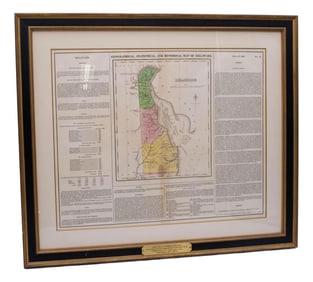 Framed Geographical Statistical & Historical Map of Delaware Atlas Engraving 1822-1823