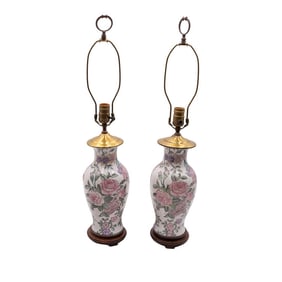 Pair of Porcelain Chinoiserie Jar Style Table Lamps