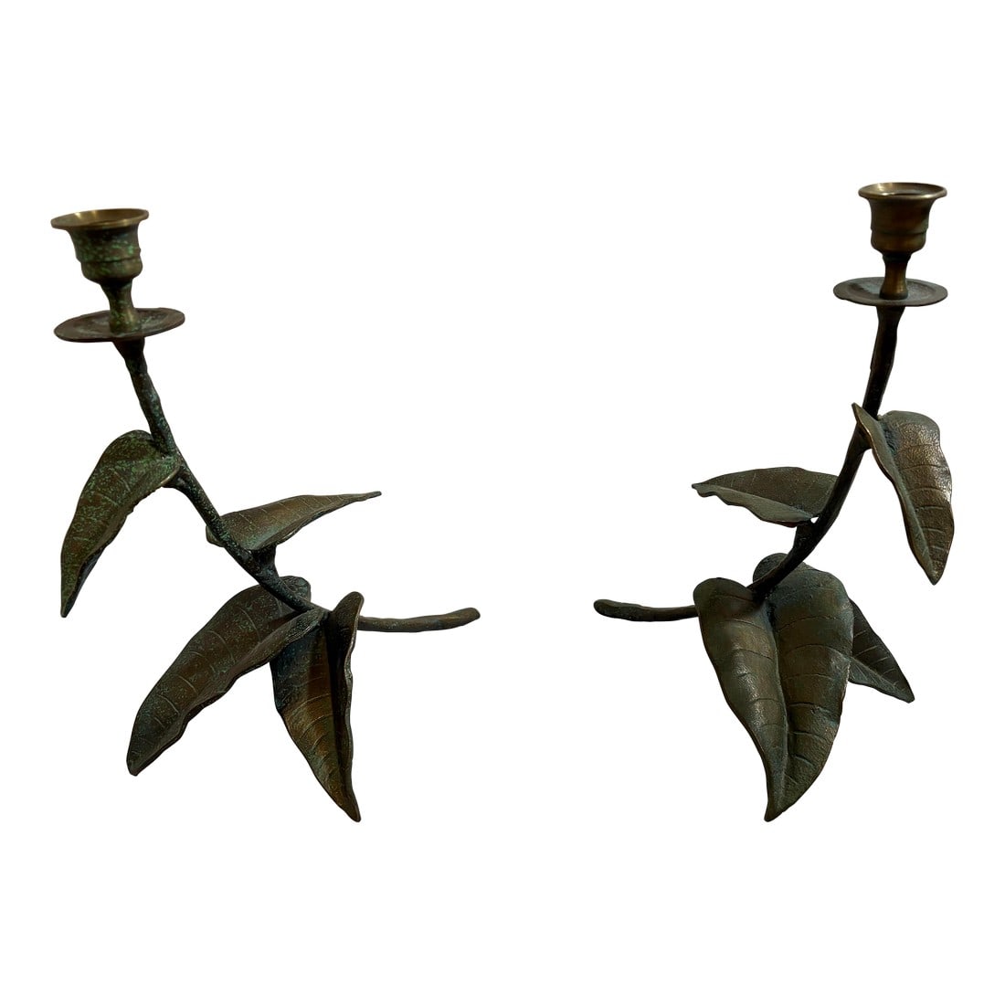 Vintage Leaf Bronze Style Candlesticks