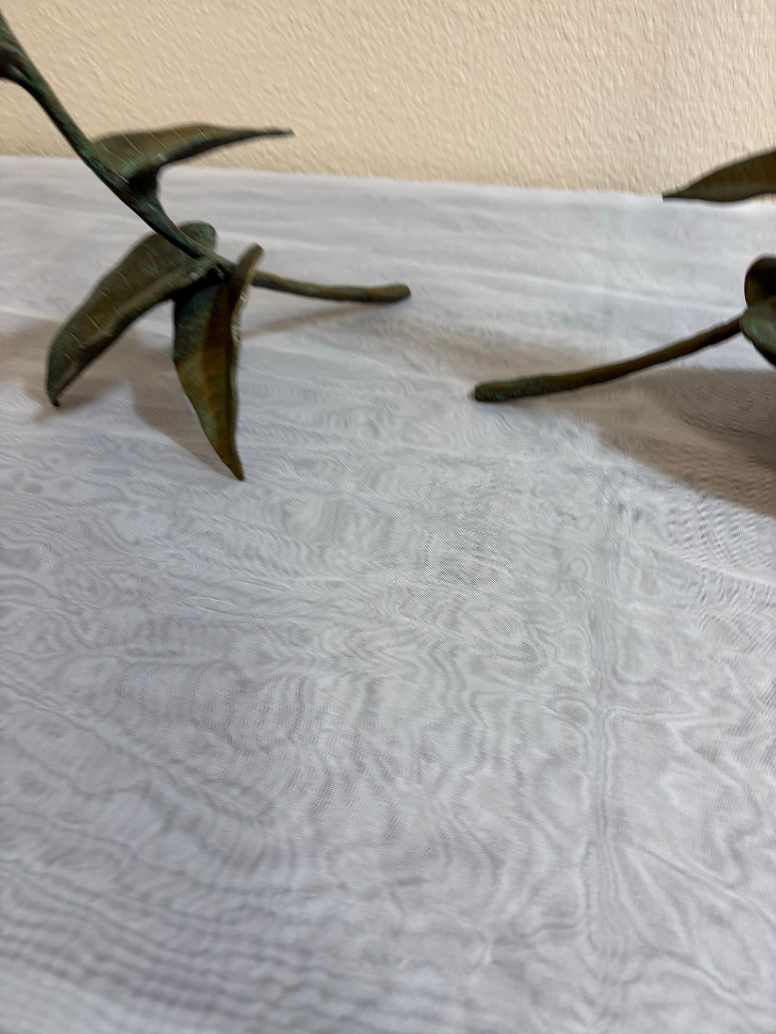 Vintage Leaf Bronze Style Candlesticks - 4