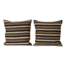 Bohemian Striped Turkish Kilim Pillow Cover - A Pair