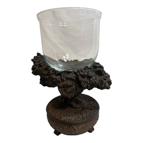 Monumental Composite Bonsai Tree Planter With Large Heavy Glass Cup