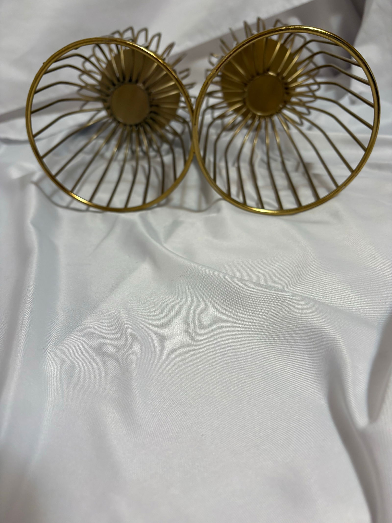 Brass Wire Architectural Candle Holders a Pair - 3