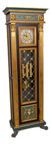 Italian Polychrome Paint Decorated Grandfather Clock