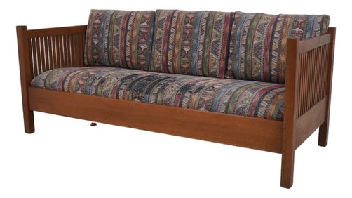Stickley Mission Oak Upholstered Sofa Settee