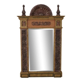 Italian Marble Trimmed Gold Gilt Mirror