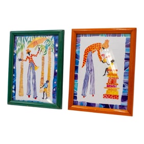 Pair of Kate Spencer Caribbean Watercolor Prints Signed