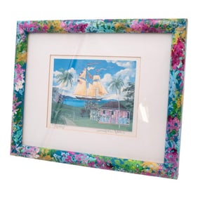 Nautical Tall Ship Tropical Scene Helen Davis "Breeze" Painting