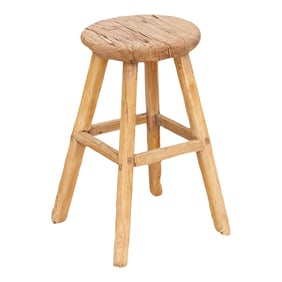 Ranch Style Round Stool With Timeworn Patina