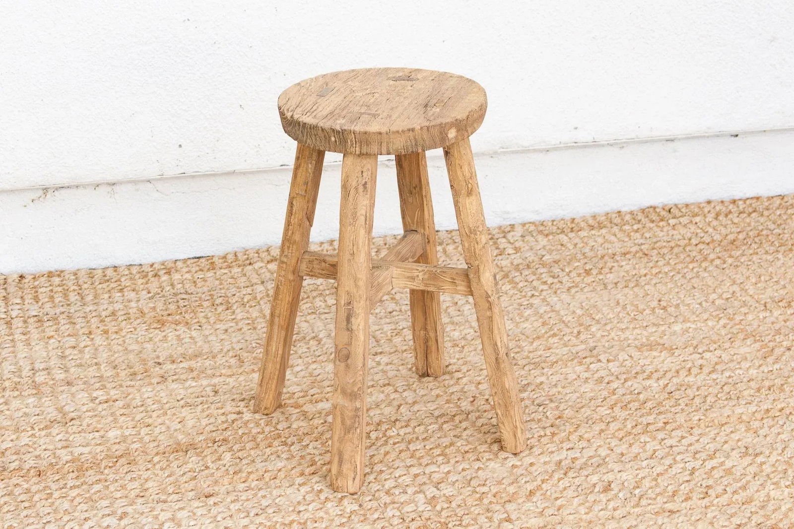Rustic Farmhouse Round Wood Stool - 3
