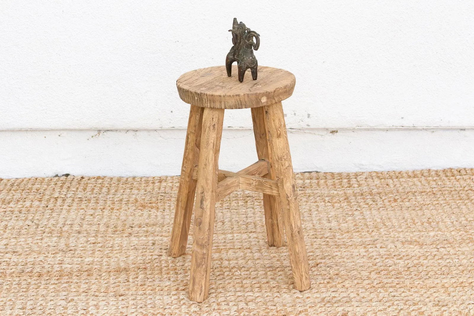 Rustic Farmhouse Round Wood Stool - 7
