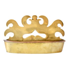 19th-C. Victorian Brass Crown Wall Pocket