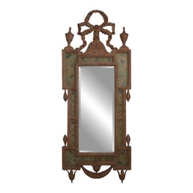 Venetian Style Ribbon Carved Top Tall Mirror