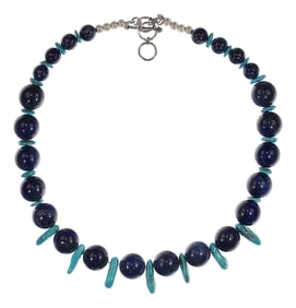 Ajd 20 Inch Sleeping Beauty Turquoise Accenting Lapis Lazuli Necklace