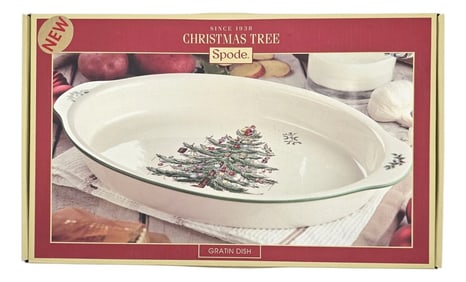 Spode "Christmas Tree" 14" Oval Au Gratin Baking Dish – English Holiday Serveware