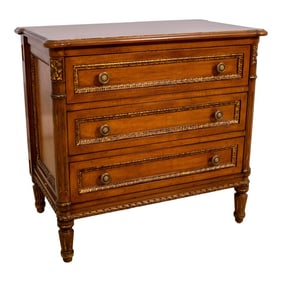 French Louis XVI Style 3 Drawer Bedside Nightstand