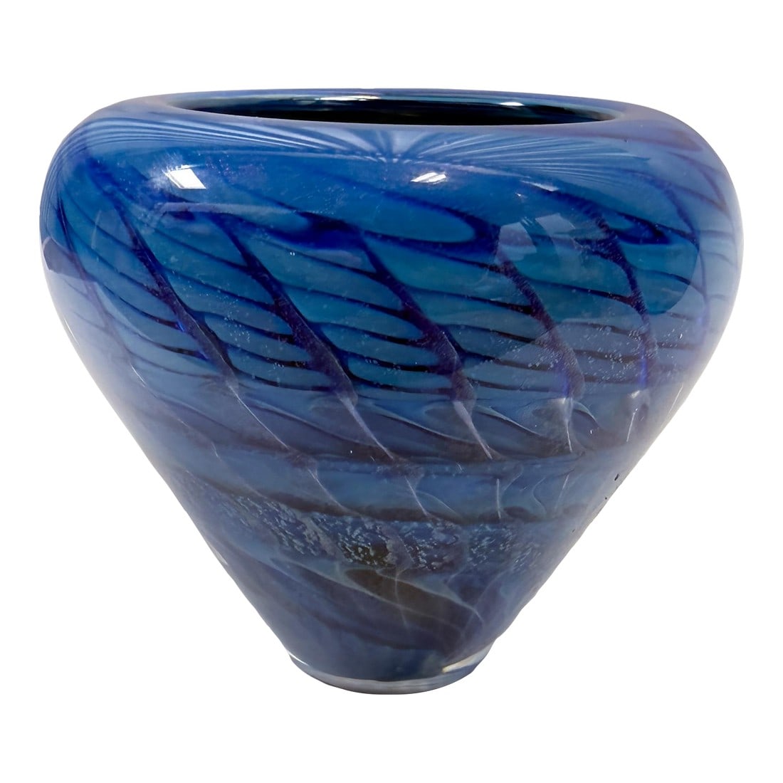 Tim Lazer Art Glass Vase Blue Post-Modern 1990 (1 of 15)