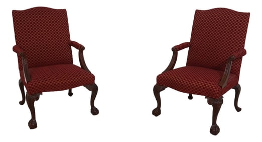 Pair Southwood Ball & Claw Mahogany Library Armchairs