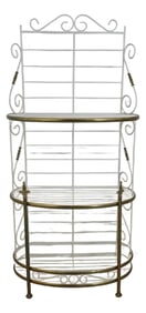 Vintage Painted Iron & Brass French Style Bakers Rack