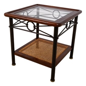 Grange Cherry Square Glass Inset Side Table