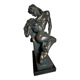 Heavy Vintage Plaster "The Lovers" Sculpture by Unknown Artist