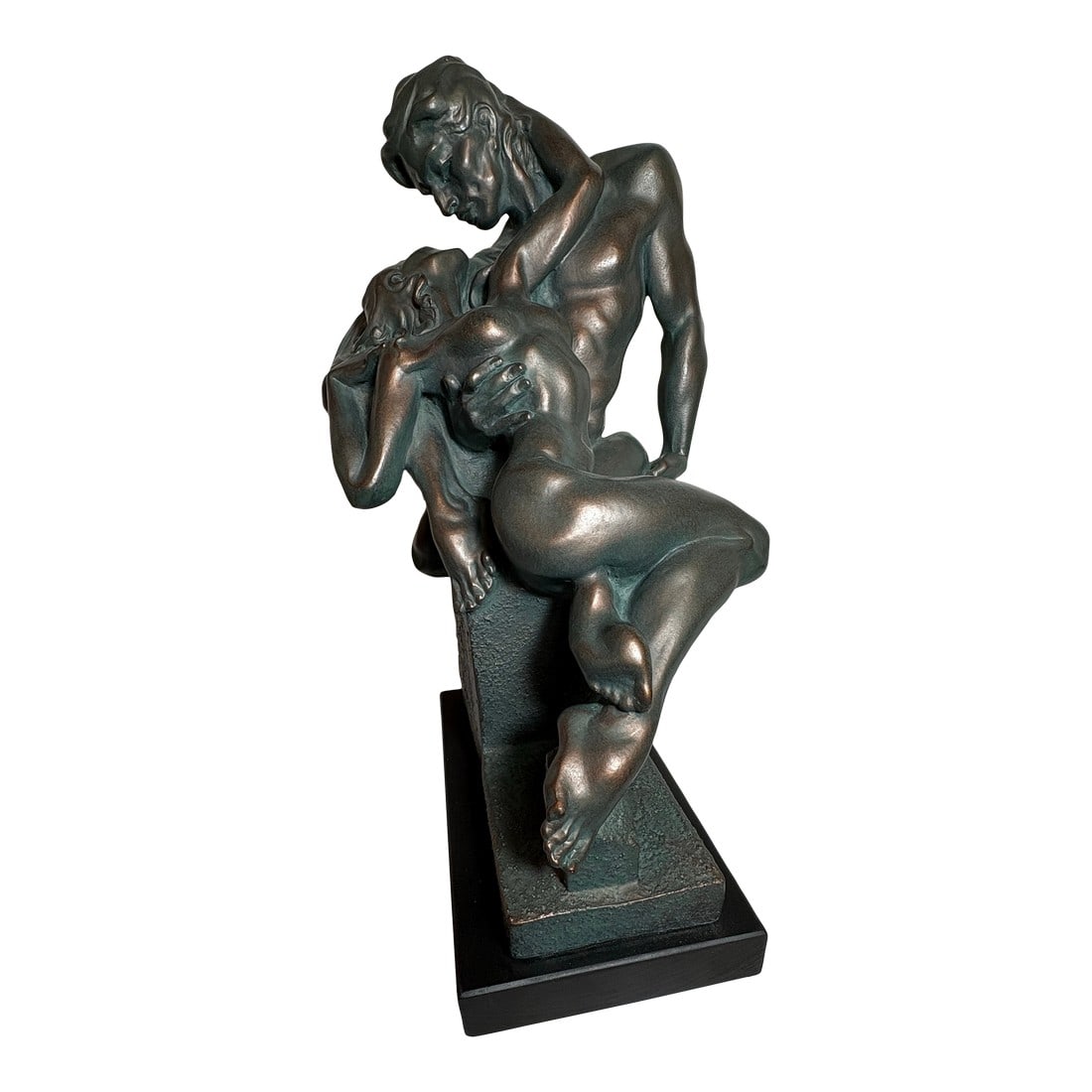 Heavy Vintage Plaster "The Lovers" Sculpture by Unknown Artist