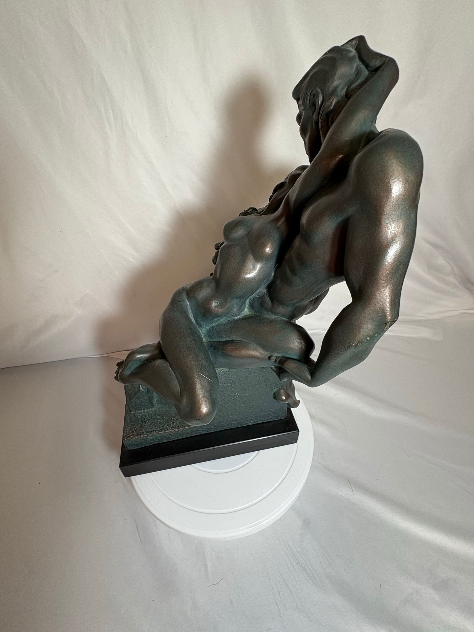 Heavy Vintage Plaster "The Lovers" Sculpture by Unknown Artist - 3