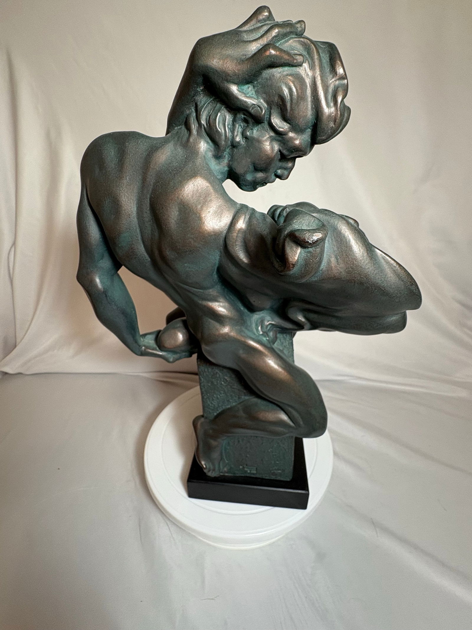 Heavy Vintage Plaster "The Lovers" Sculpture by Unknown Artist - 6