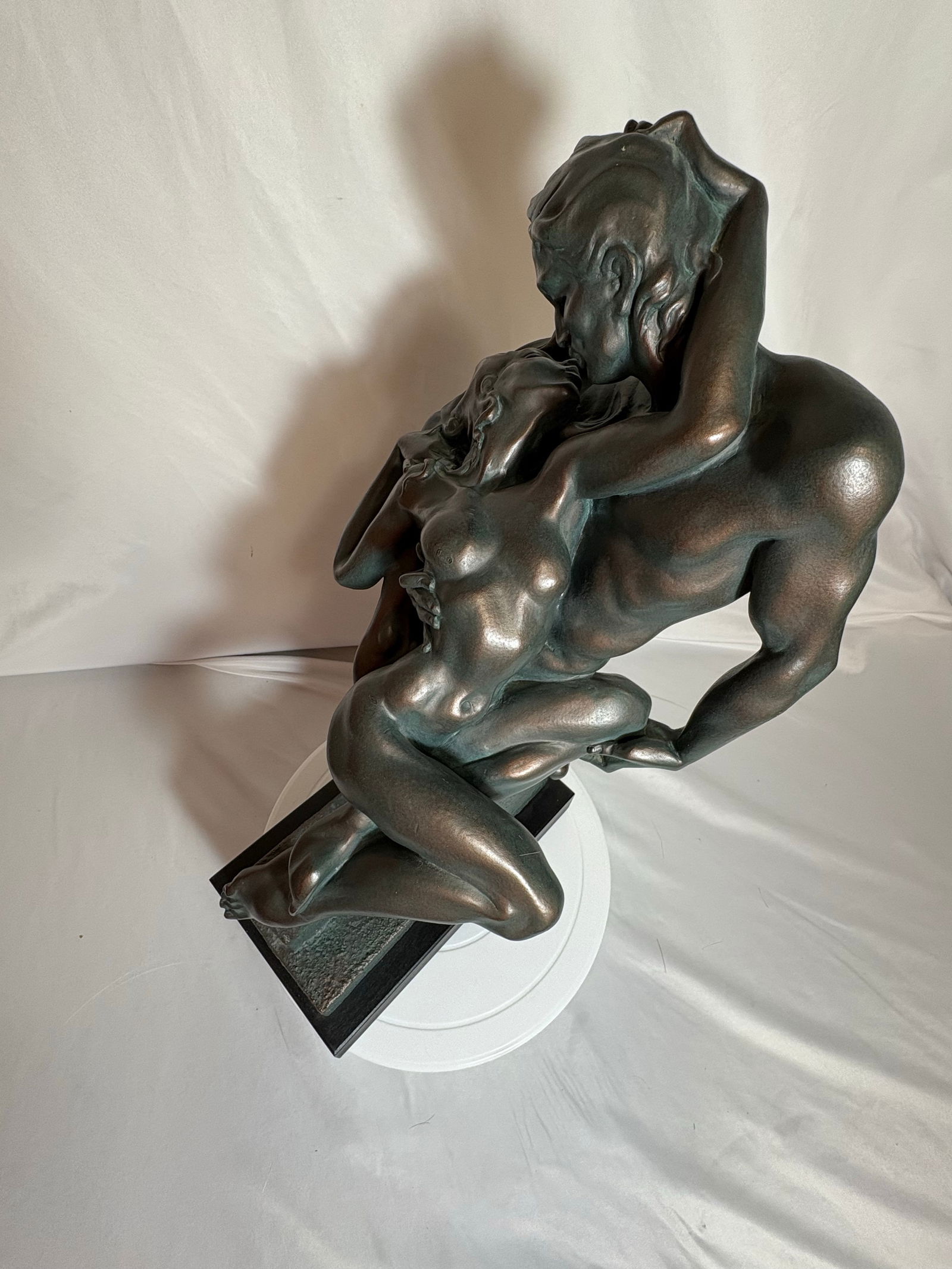 Heavy Vintage Plaster "The Lovers" Sculpture by Unknown Artist - 8