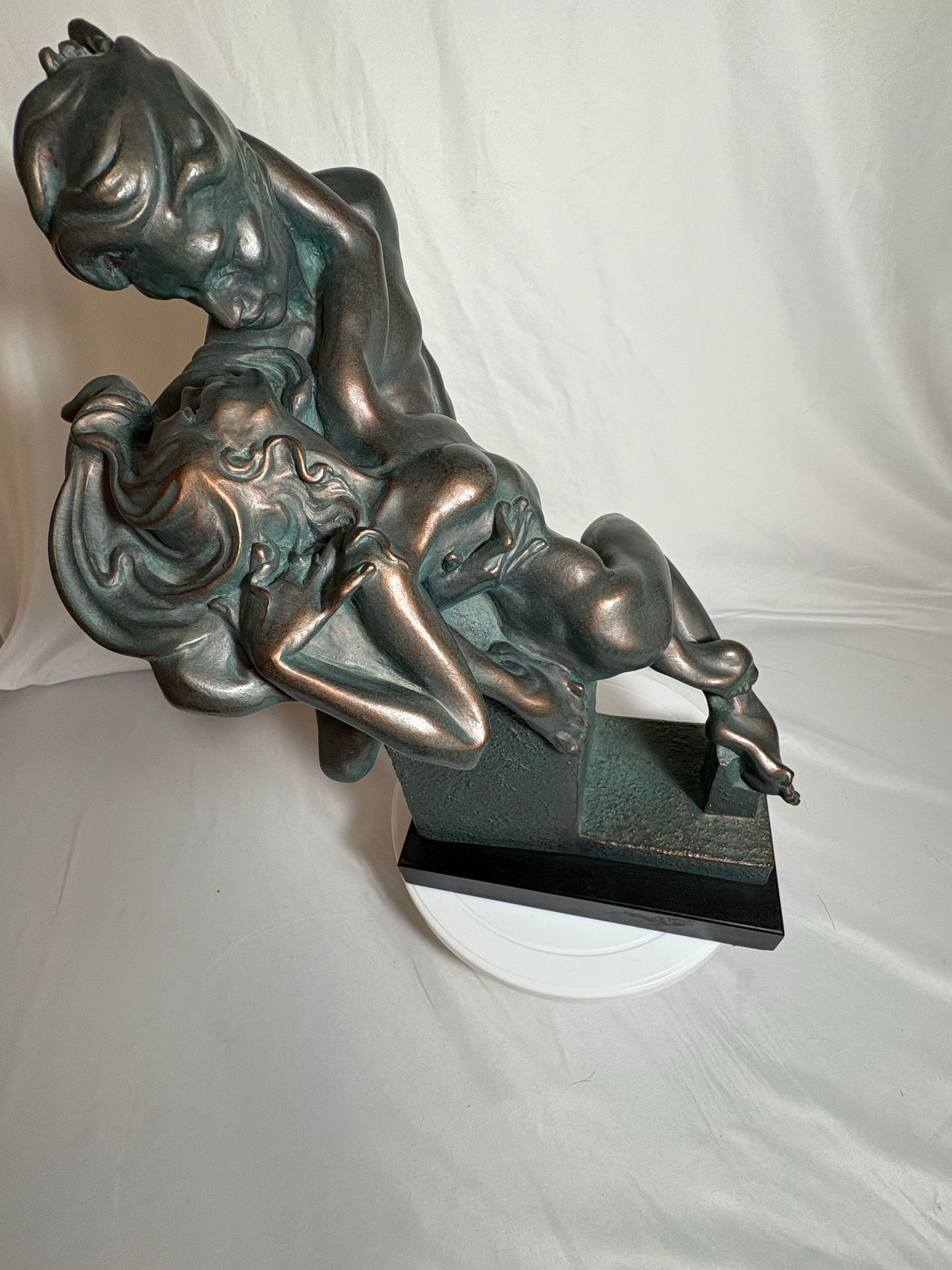 Heavy Vintage Plaster "The Lovers" Sculpture by Unknown Artist - 9