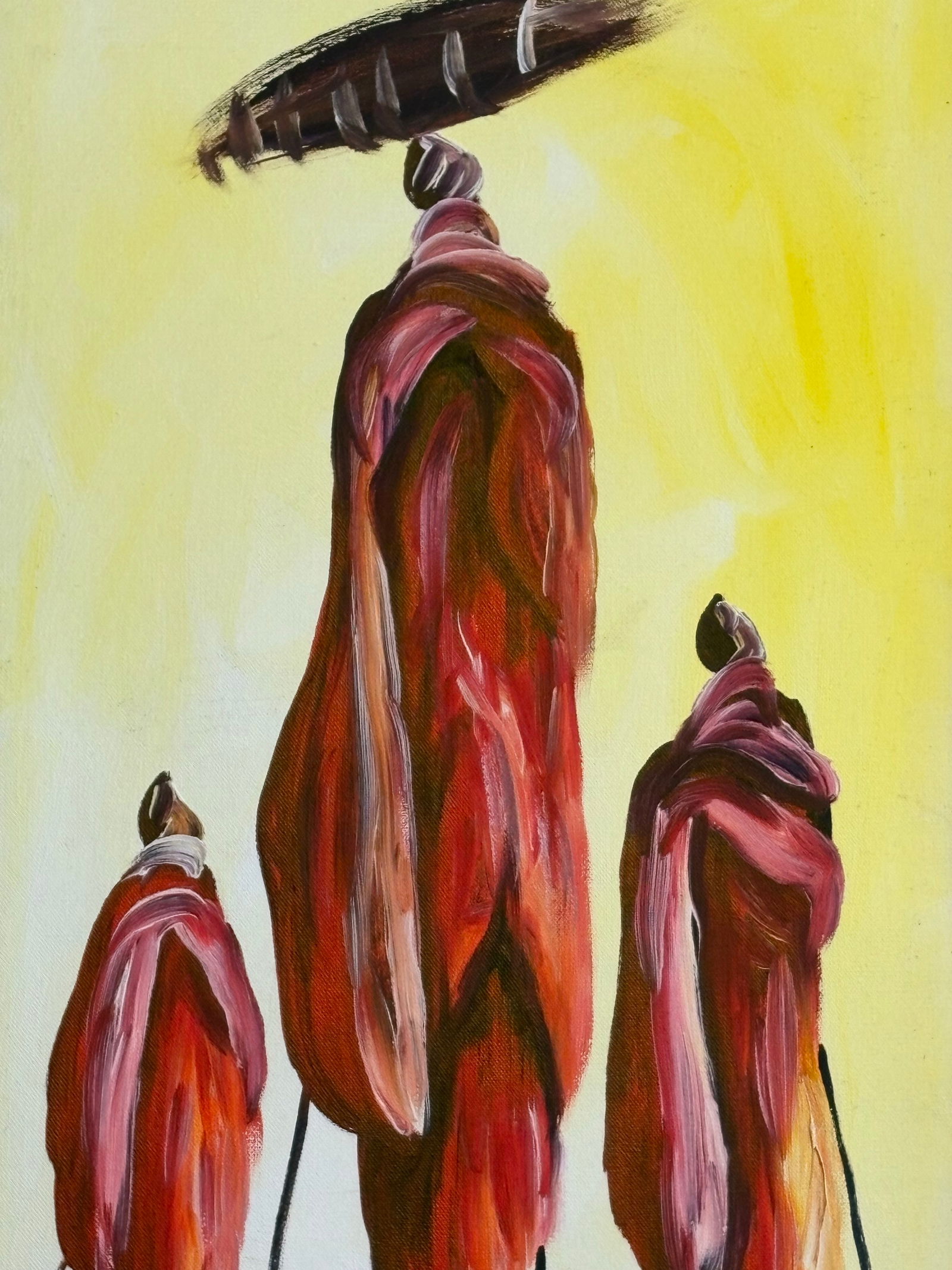 Original Canvas Painting of Maasai Ladies Stepping Out in Style - 4