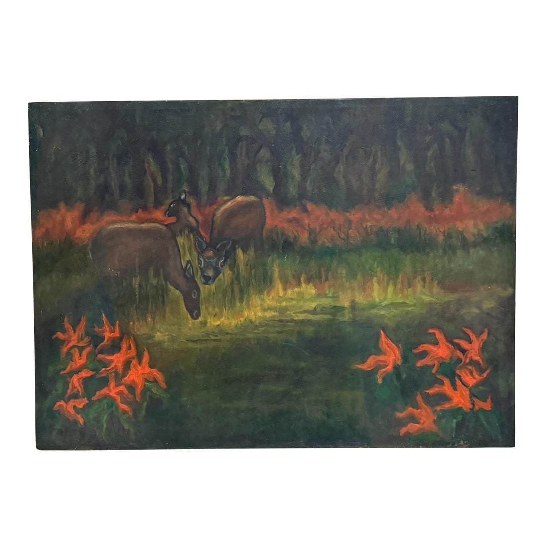 Painting Oil Canvas Folk Art Landscape Still Life Marjorie Weaver (1 of 15)