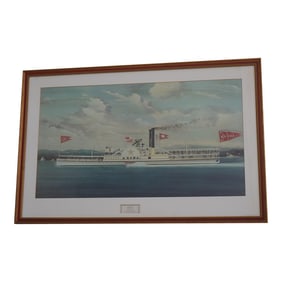 James Bard Aldia Steamship Vintage Framed Print in Frame