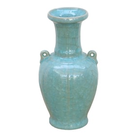 Antique Turquoise Crackle Glaze Vase
