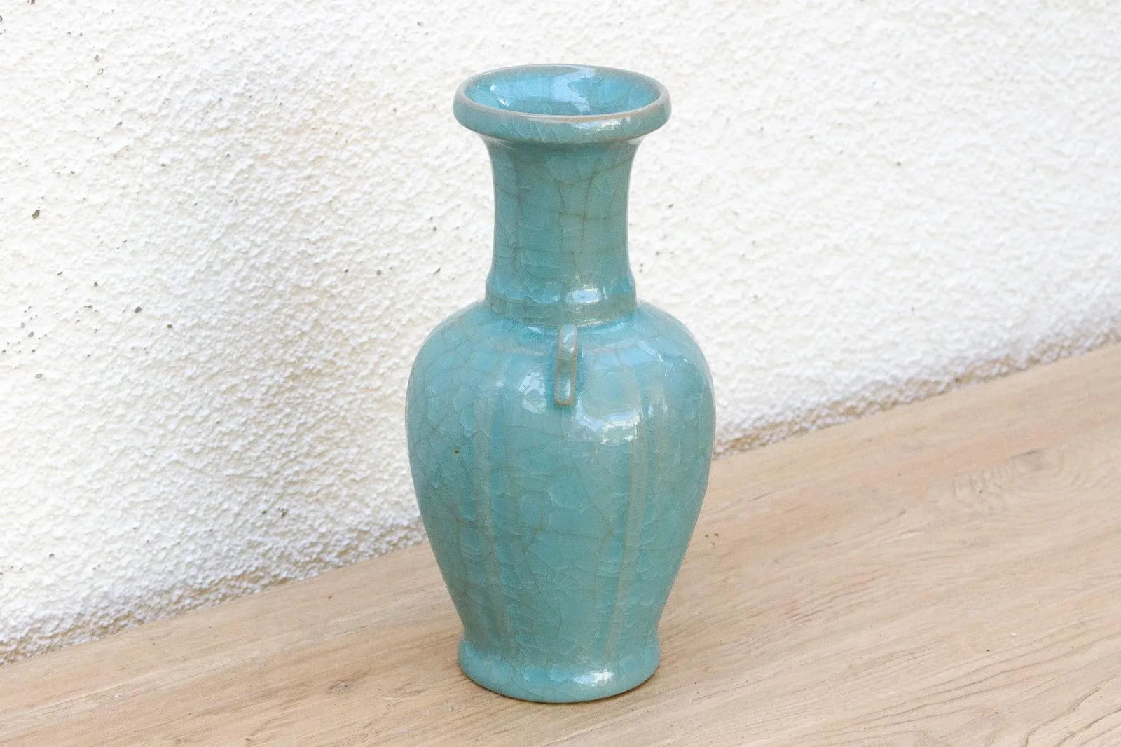 Antique Turquoise Crackle Glaze Vase - 3