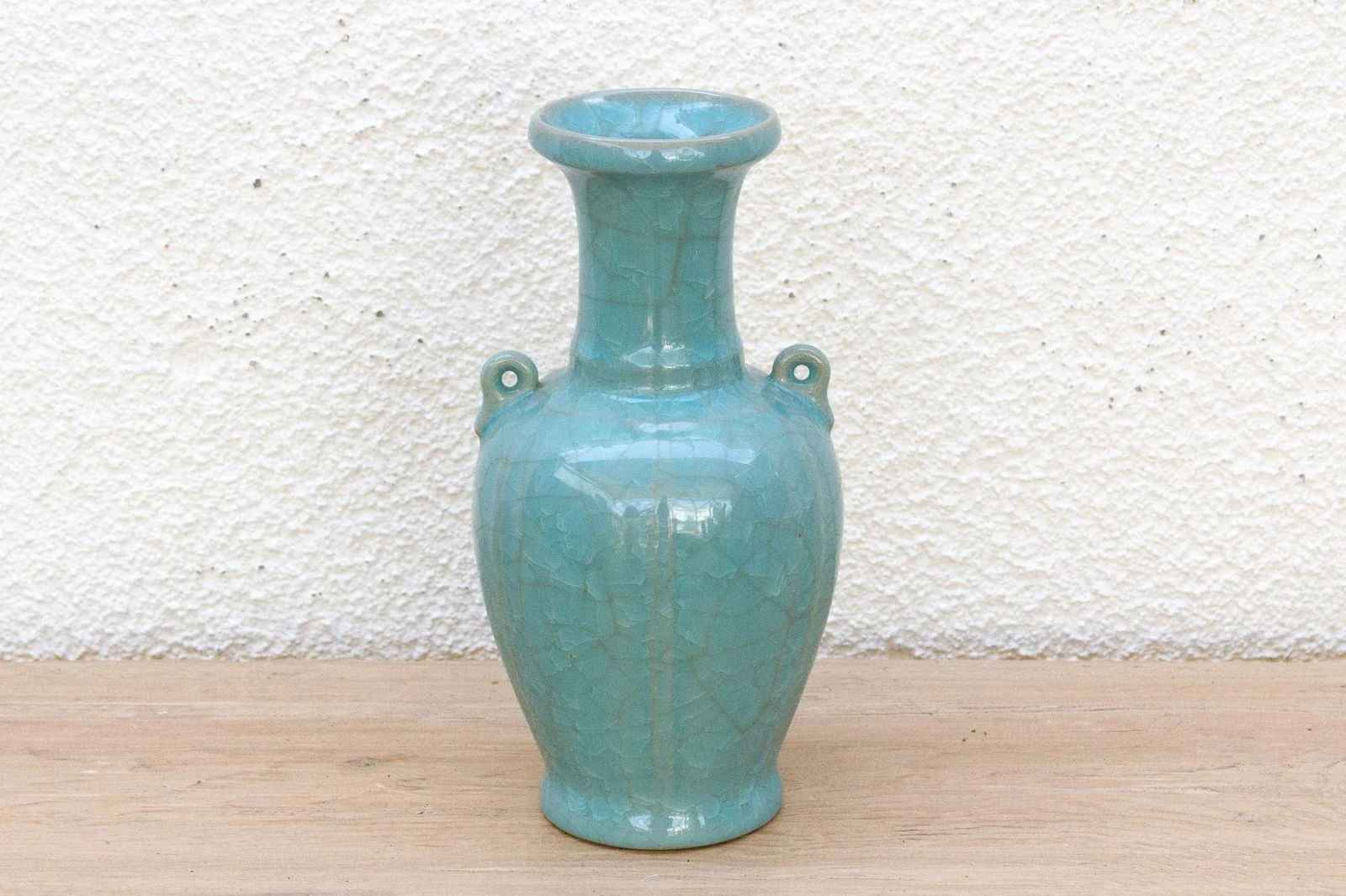 Antique Turquoise Crackle Glaze Vase - 4