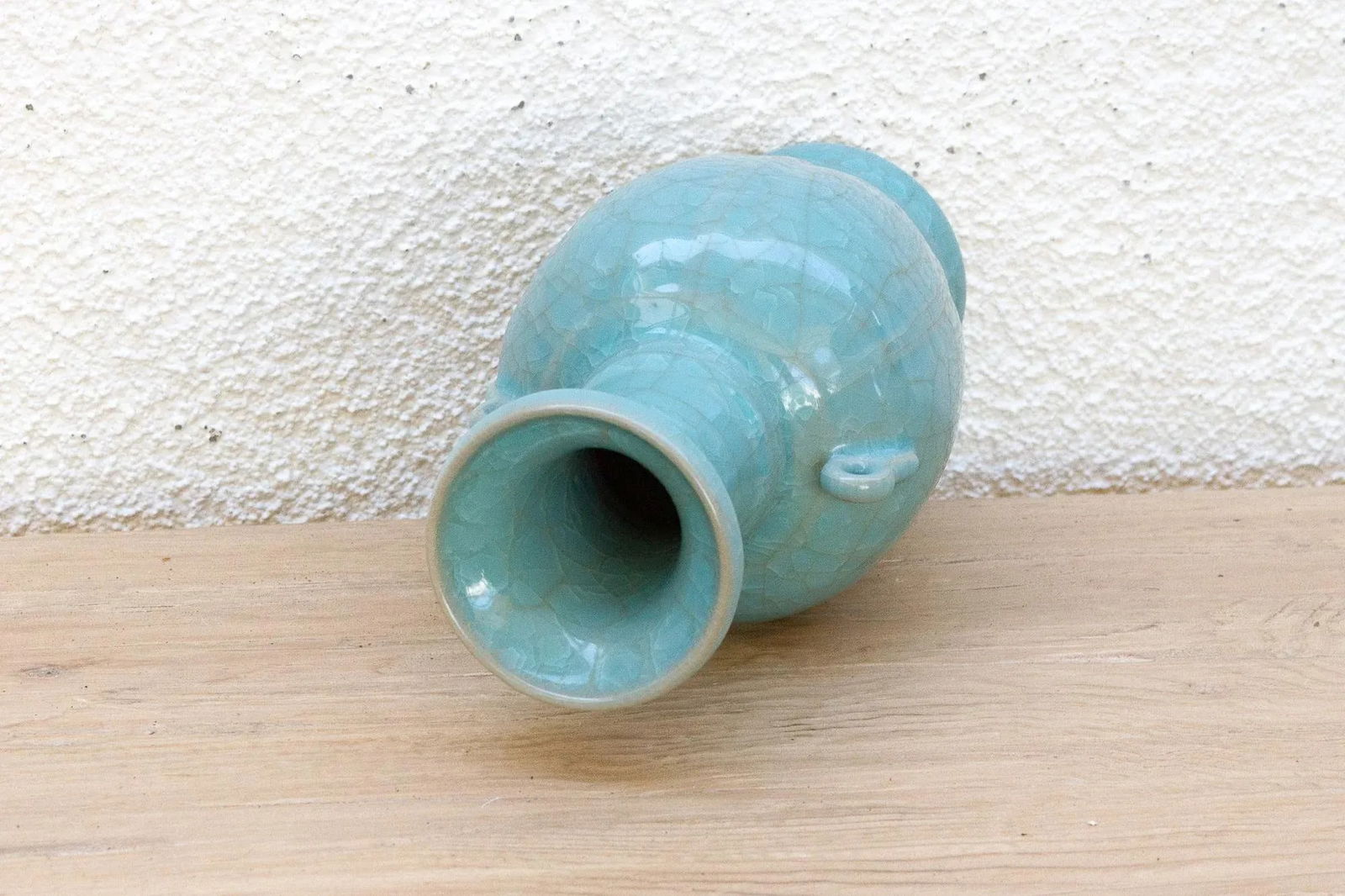 Antique Turquoise Crackle Glaze Vase - 6
