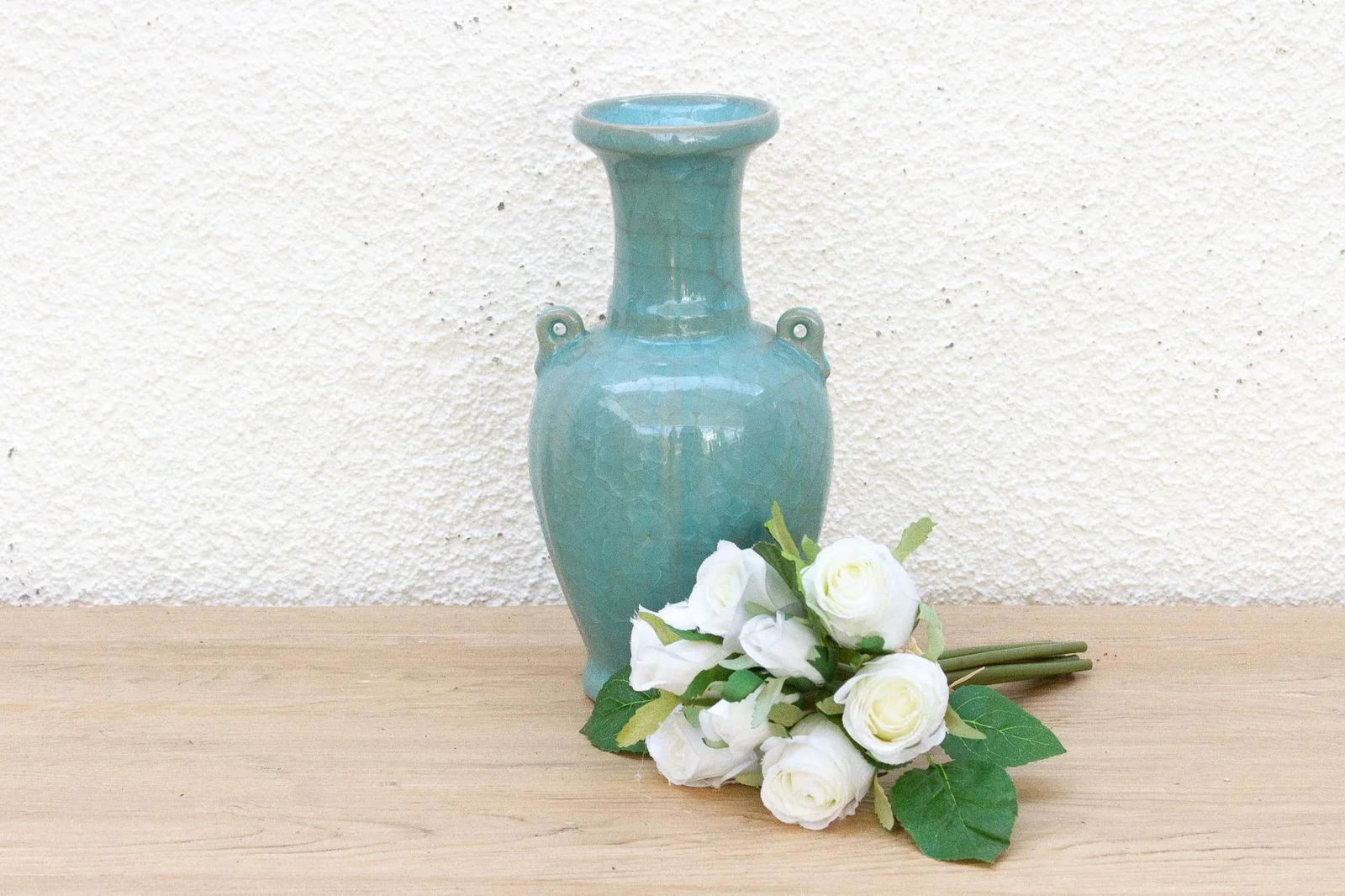 Antique Turquoise Crackle Glaze Vase - 7