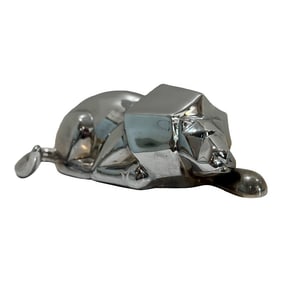 17" Dolbi Cashier Chrome Prowling Lion Sculpture
