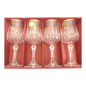 1980s Longchamp Gold, by Cristal D'Arques, Set of Eight 5 3/4 Ounce 24% Lead Crystal