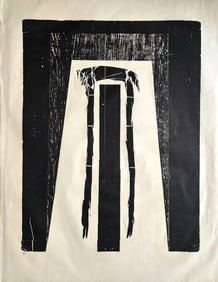 Barbara Beck 1970s Mid-Century Modern Woodblock on Paper, Limited Edition 8 of 20 - Unframed