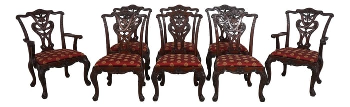Set of 8 Henredon Mahogany Chippendale Dining Chairs