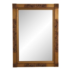 Gold Gilt Rose Carved Frame Hanging Over Mantle Mirror