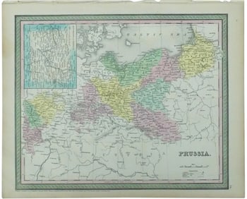 Germany, Poland, Russia With Inset of Berlin Map by Cowperthwait, 1850