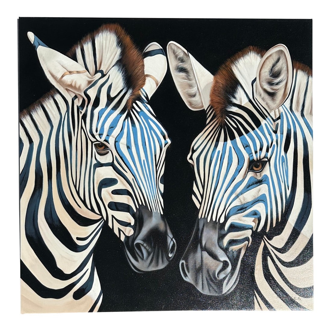 Zebra Oil Painting by P. Charles (1 of 7)