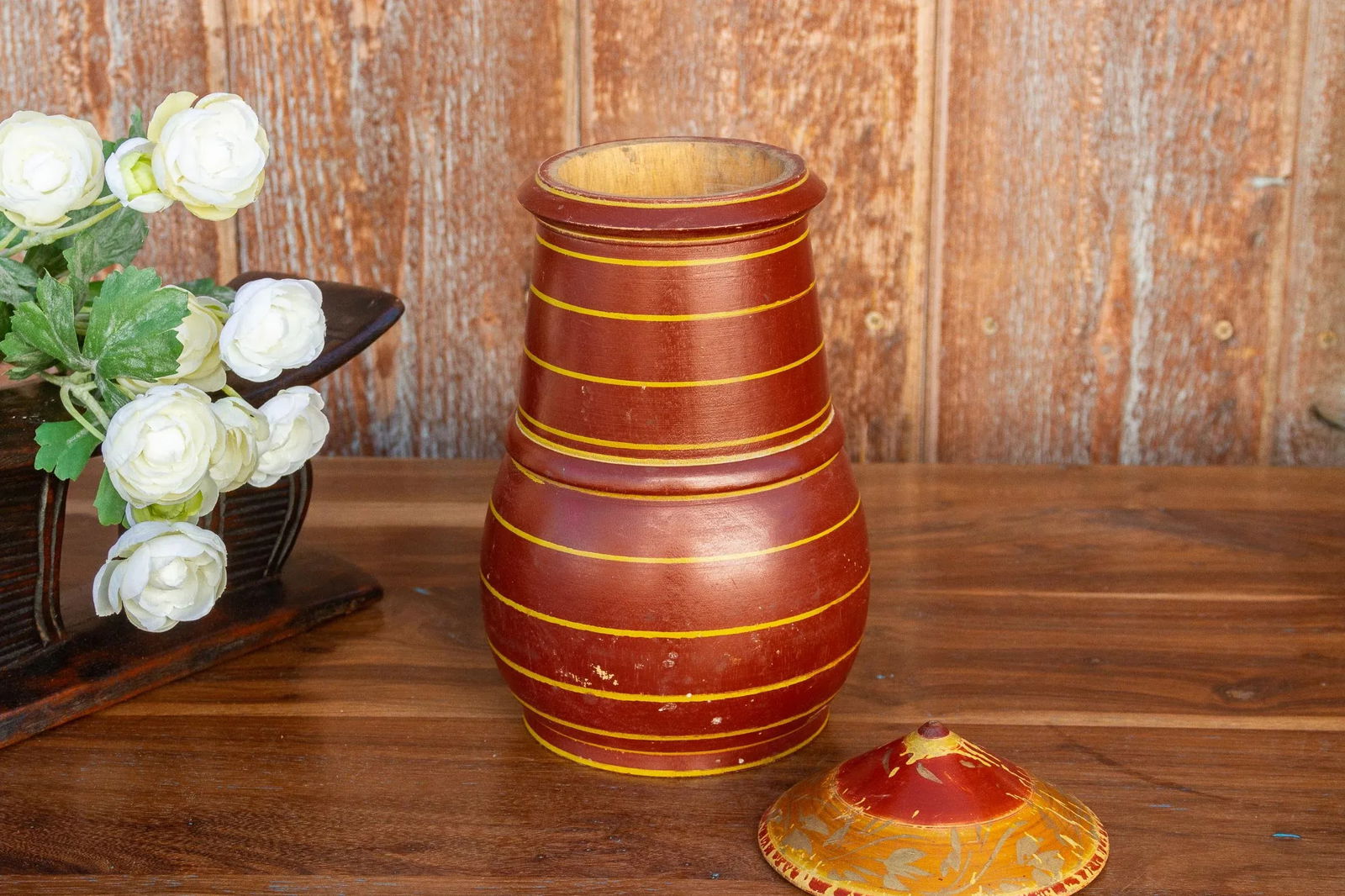 Shoni Polychrome Treen Lidded Pot - 3