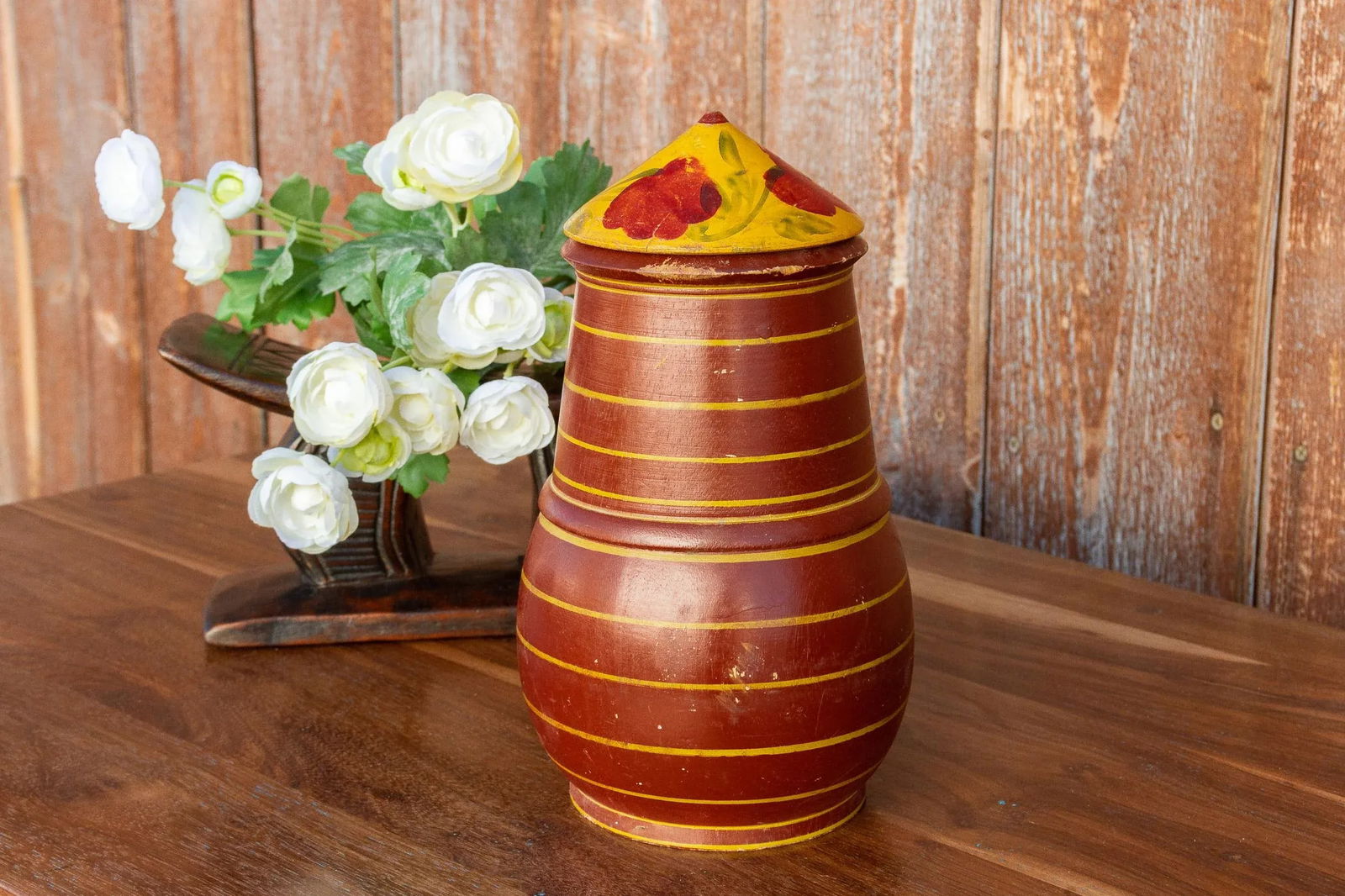 Shoni Polychrome Treen Lidded Pot - 6