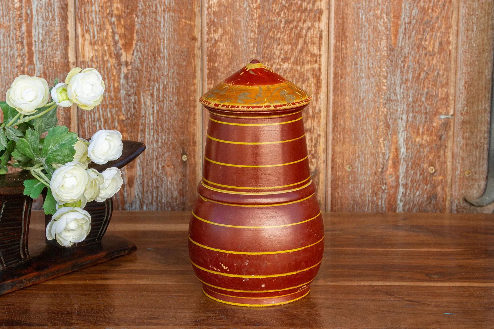 Shoni Polychrome Treen Lidded Pot - 7