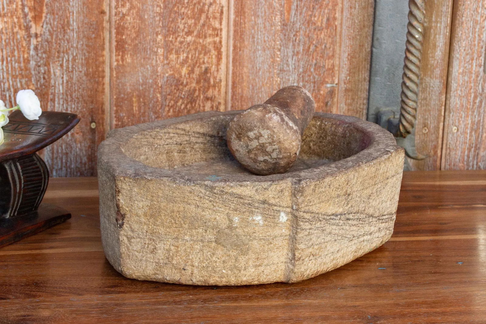 Rustic Raipur Stone Kharal Mortar - 3